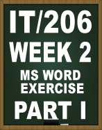 IT206 MS WORD EXERCISE PART I